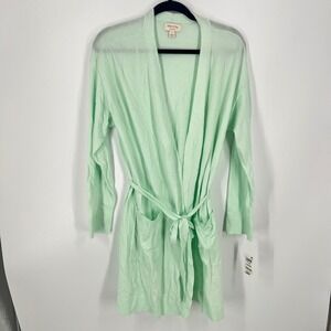 State of Day Intimates Buttermint Green Tie Waist Wrap Cardigan Robe Large NWT